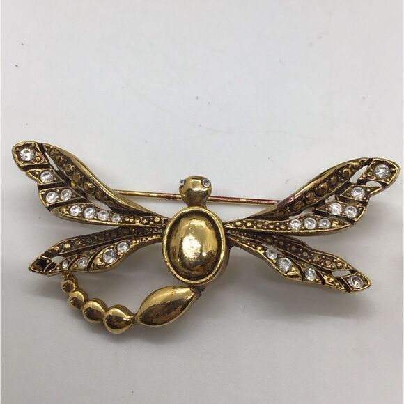 Lot of 2 Vintage Oscar de La Renta Dragonfly Brooches - Picture 6 of 7